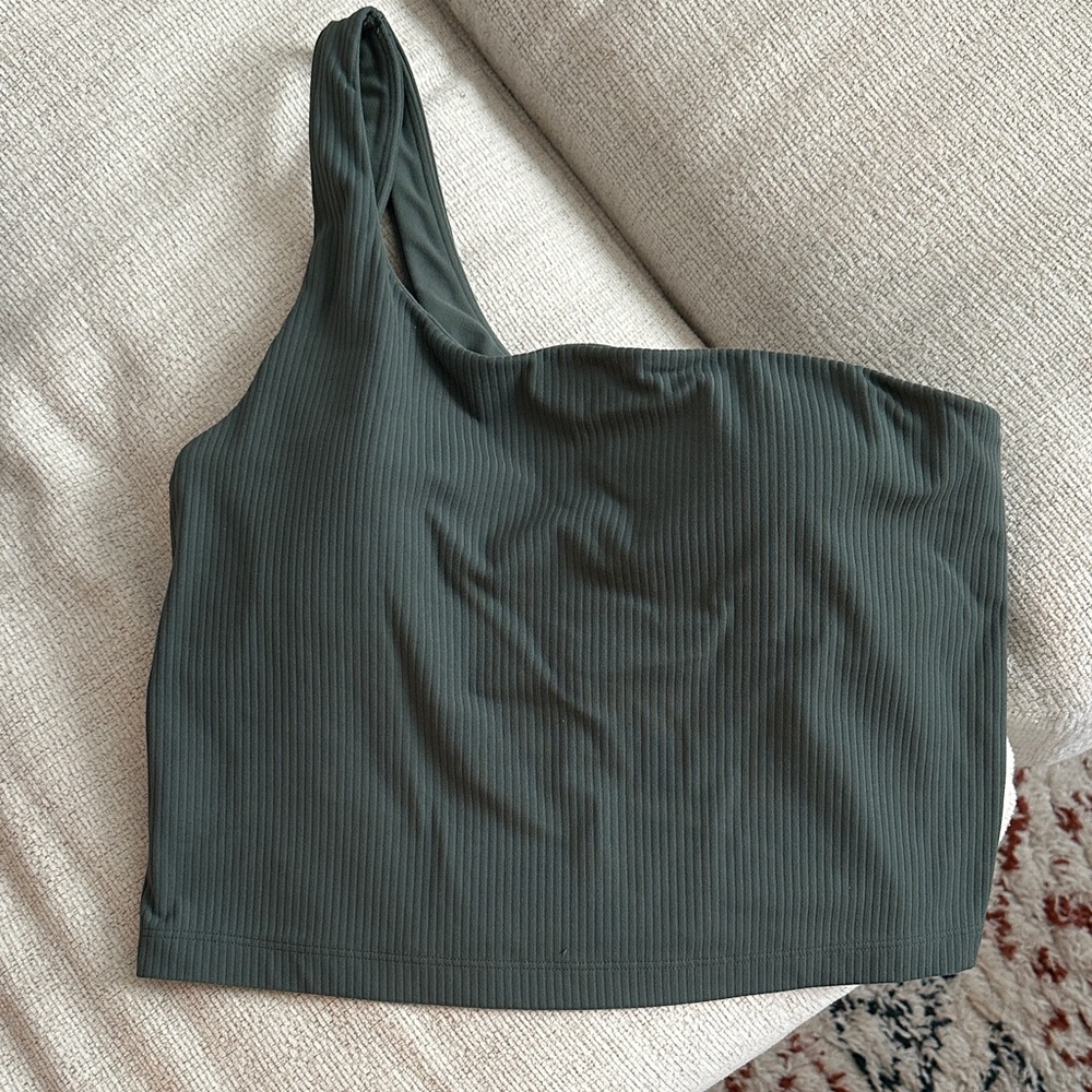 lululemon athletica One-Shoulder Ribbed Crop Top - Dark Green
